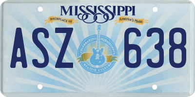 MS license plate ASZ638