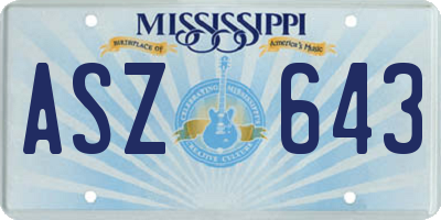 MS license plate ASZ643