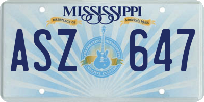 MS license plate ASZ647