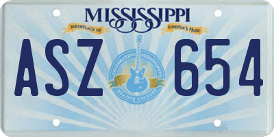 MS license plate ASZ654