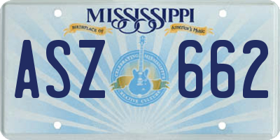 MS license plate ASZ662