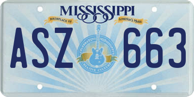 MS license plate ASZ663