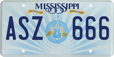 MS license plate ASZ666