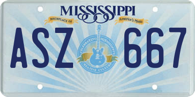 MS license plate ASZ667