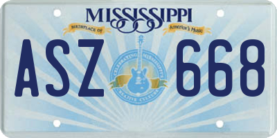 MS license plate ASZ668