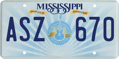 MS license plate ASZ670