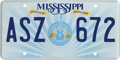 MS license plate ASZ672