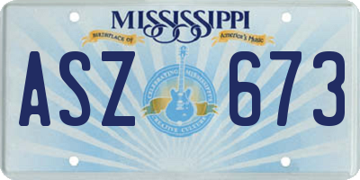 MS license plate ASZ673