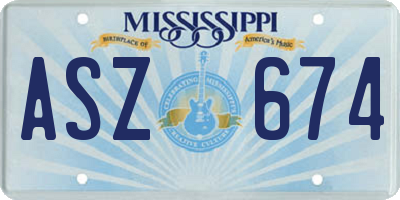 MS license plate ASZ674