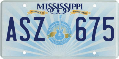 MS license plate ASZ675