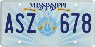 MS license plate ASZ678