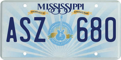MS license plate ASZ680