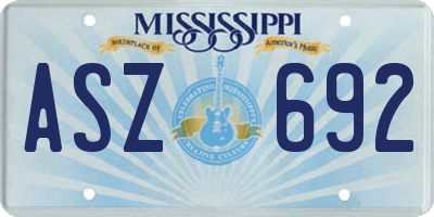 MS license plate ASZ692