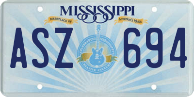 MS license plate ASZ694