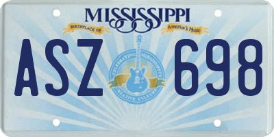 MS license plate ASZ698