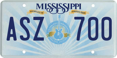MS license plate ASZ700
