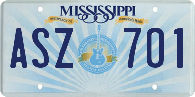 MS license plate ASZ701