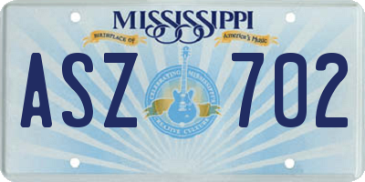 MS license plate ASZ702