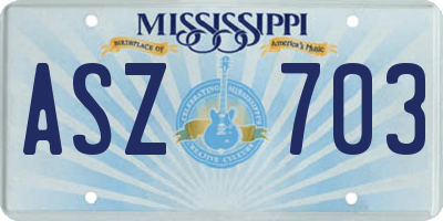 MS license plate ASZ703