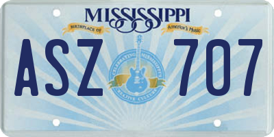 MS license plate ASZ707