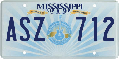 MS license plate ASZ712