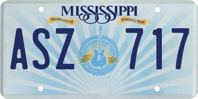 MS license plate ASZ717