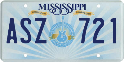 MS license plate ASZ721