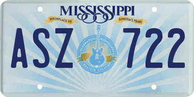 MS license plate ASZ722