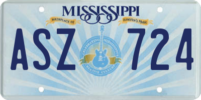 MS license plate ASZ724