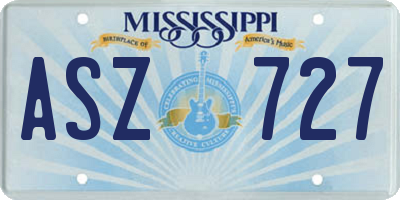 MS license plate ASZ727