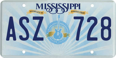 MS license plate ASZ728