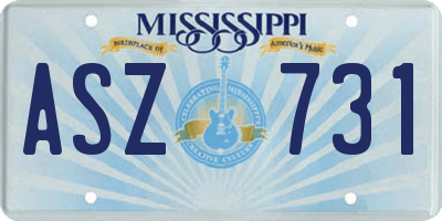 MS license plate ASZ731
