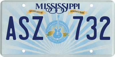MS license plate ASZ732