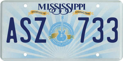 MS license plate ASZ733