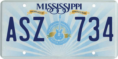 MS license plate ASZ734