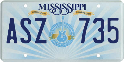 MS license plate ASZ735