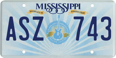 MS license plate ASZ743