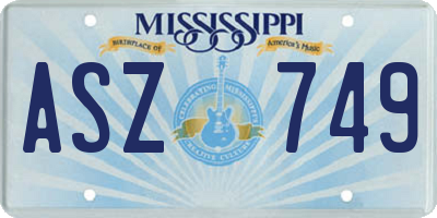 MS license plate ASZ749