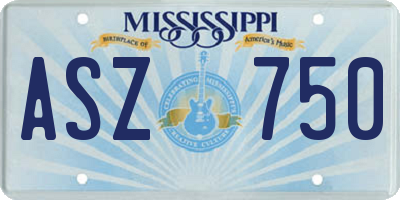 MS license plate ASZ750