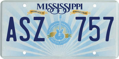 MS license plate ASZ757