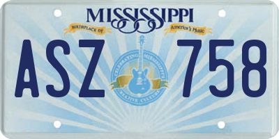 MS license plate ASZ758