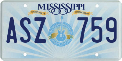 MS license plate ASZ759