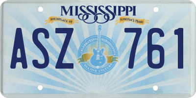 MS license plate ASZ761