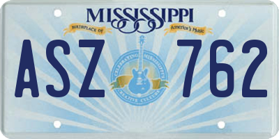 MS license plate ASZ762