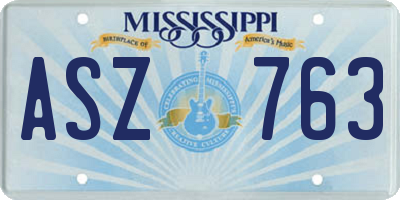 MS license plate ASZ763