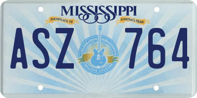MS license plate ASZ764