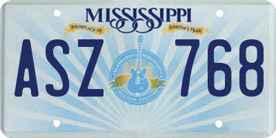MS license plate ASZ768