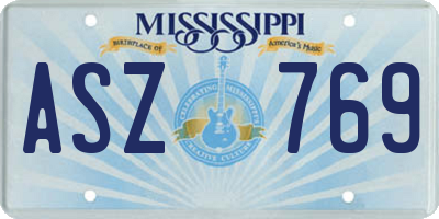 MS license plate ASZ769