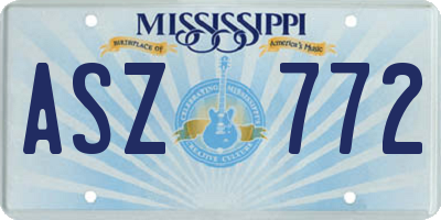 MS license plate ASZ772