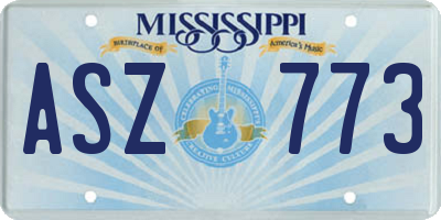 MS license plate ASZ773
